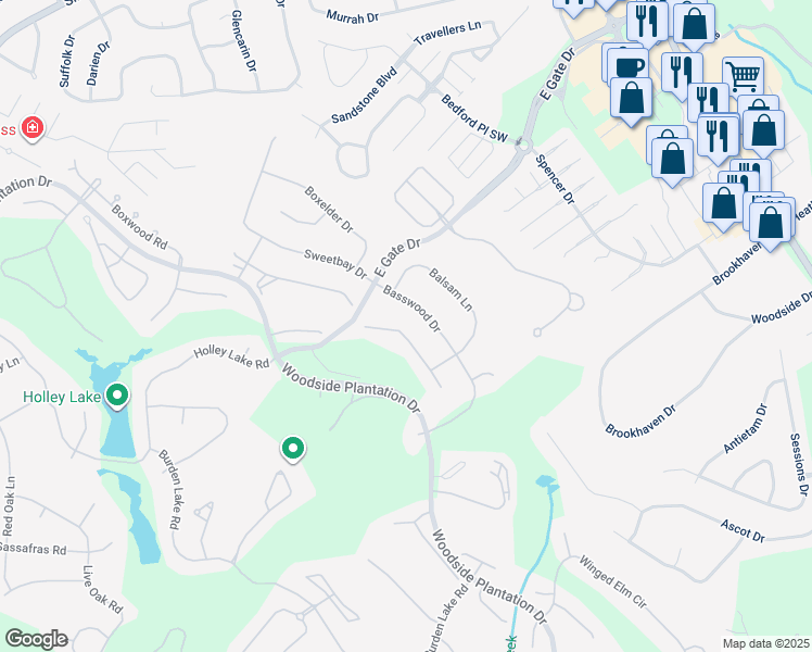 map of restaurants, bars, coffee shops, grocery stores, and more near 125 Crane Court in Aiken