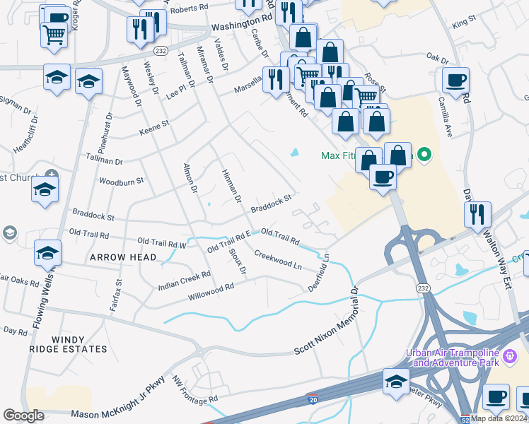 map of restaurants, bars, coffee shops, grocery stores, and more near 3964 Braddock Street in Martinez