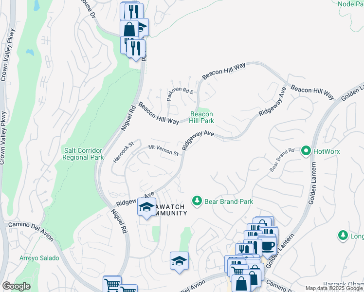 map of restaurants, bars, coffee shops, grocery stores, and more near 16 Marblehead Place in Laguna Niguel