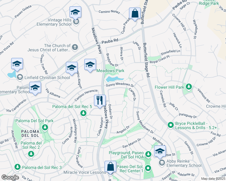 map of restaurants, bars, coffee shops, grocery stores, and more near 32433 Campo Drive in Temecula