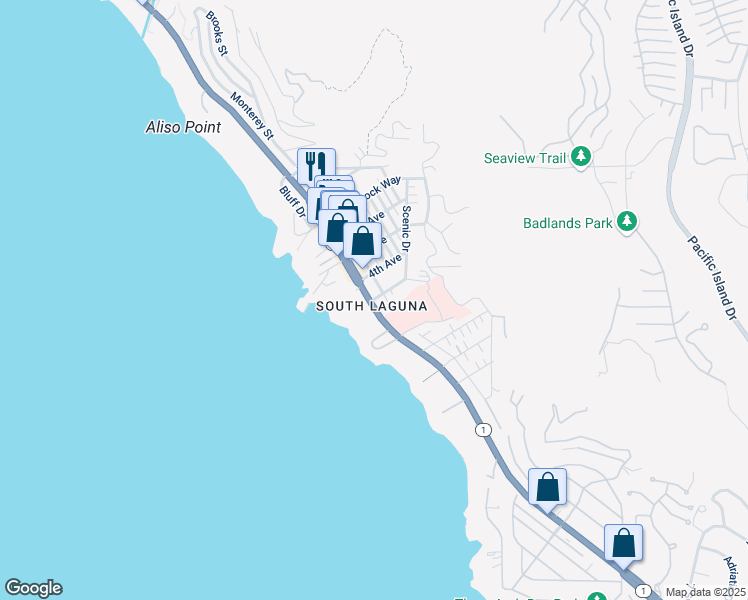 map of restaurants, bars, coffee shops, grocery stores, and more near 31792 Florence Avenue in Laguna Beach