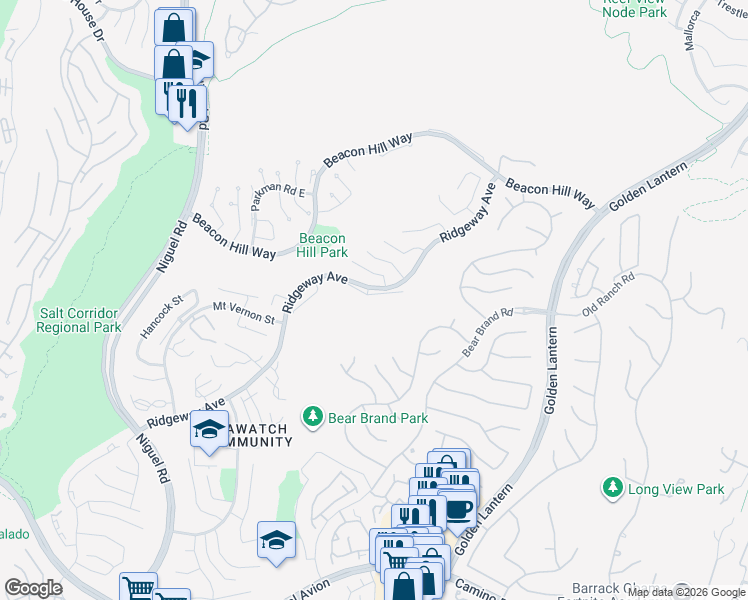map of restaurants, bars, coffee shops, grocery stores, and more near 2 Callender Court in Laguna Niguel