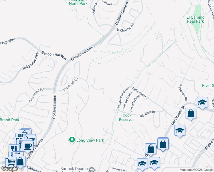 map of restaurants, bars, coffee shops, grocery stores, and more near 1 O Hill Ridge in Laguna Niguel