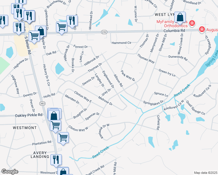 map of restaurants, bars, coffee shops, grocery stores, and more near 523 Gray Drive in Martinez