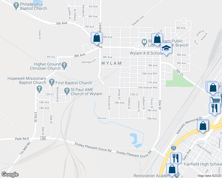 map of restaurants, bars, coffee shops, grocery stores, and more near 4629 12th Avenue Wyl in Birmingham