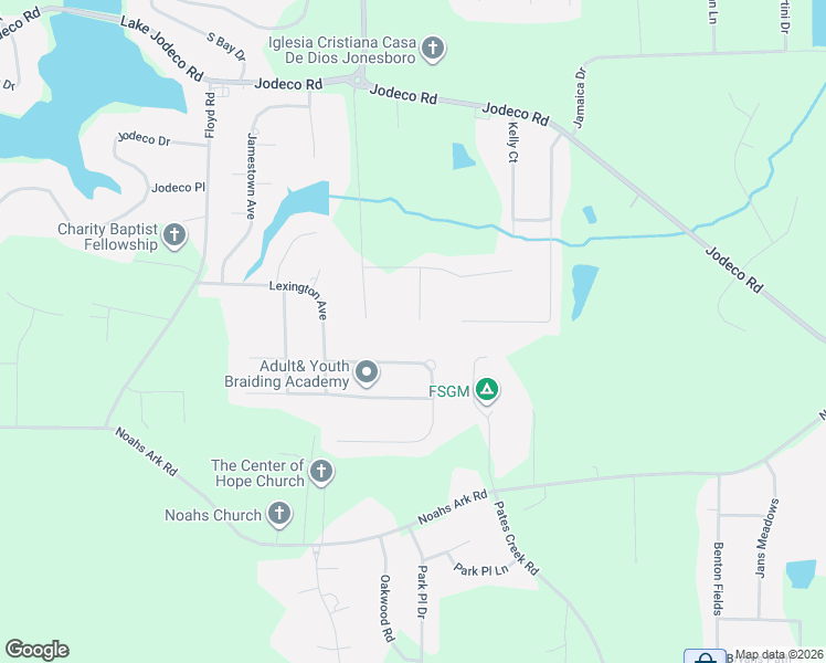 map of restaurants, bars, coffee shops, grocery stores, and more near 440 Longwood Court in Jonesboro