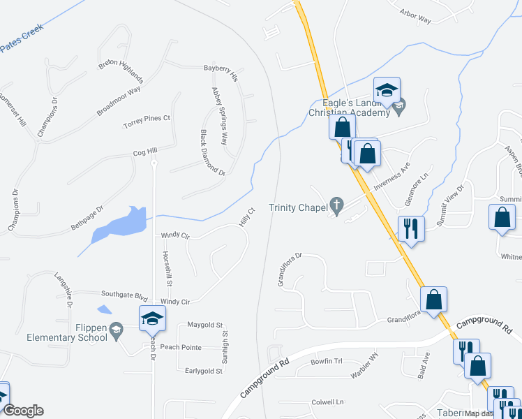 map of restaurants, bars, coffee shops, grocery stores, and more near 516 Hilly Court in McDonough