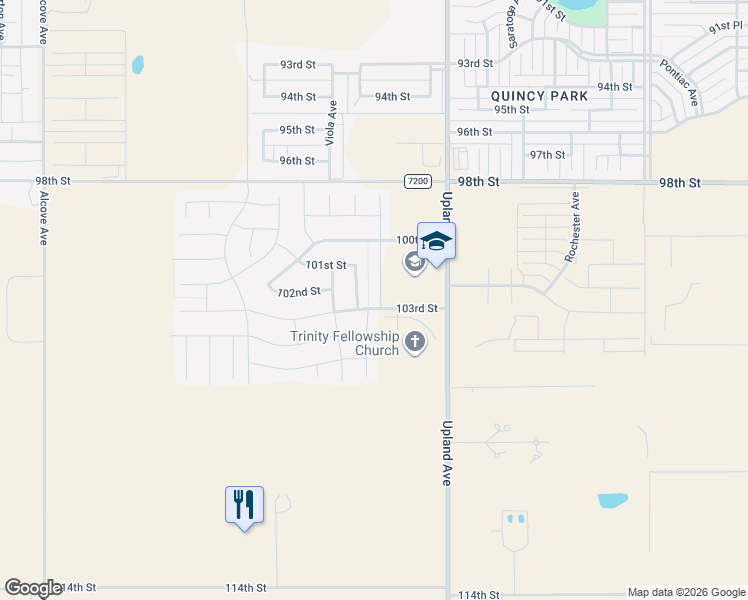 map of restaurants, bars, coffee shops, grocery stores, and more near 10030 Urbana Avenue in Lubbock