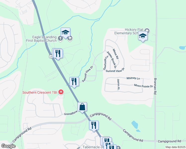 map of restaurants, bars, coffee shops, grocery stores, and more near 317 Shasta Lane in McDonough