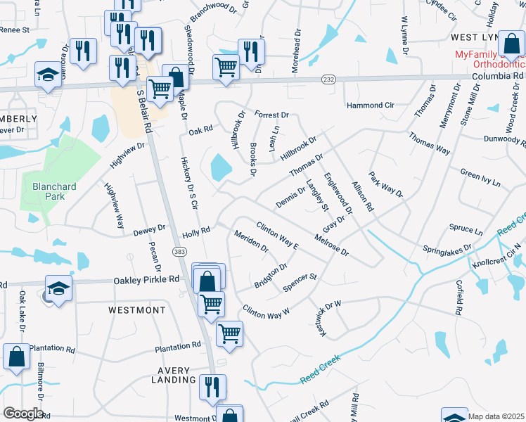 map of restaurants, bars, coffee shops, grocery stores, and more near 4137 Melrose Drive in Martinez