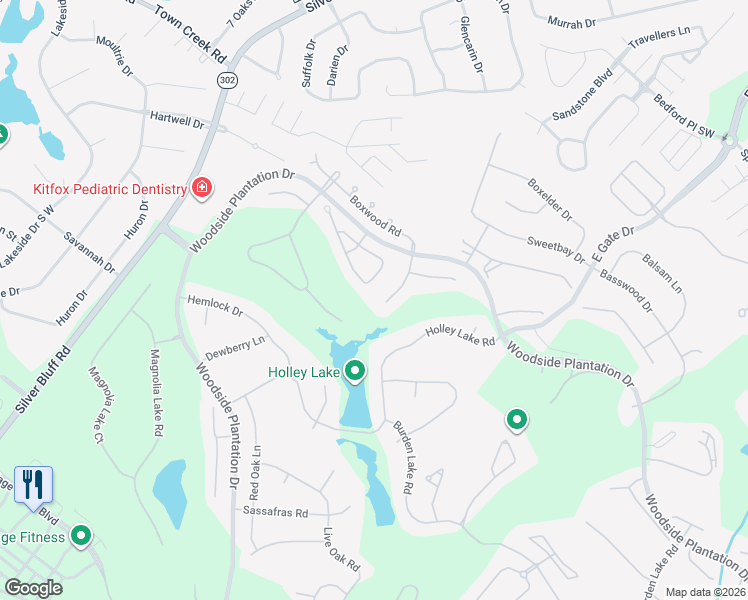 map of restaurants, bars, coffee shops, grocery stores, and more near 120 Mulberry Court in Aiken