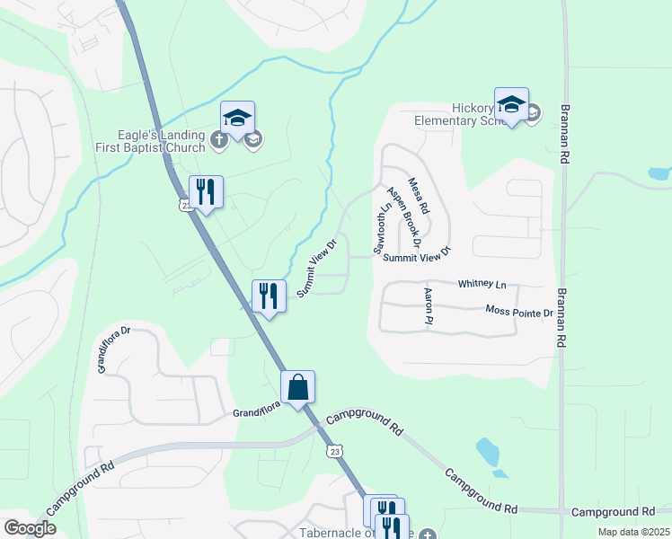 map of restaurants, bars, coffee shops, grocery stores, and more near 317 Shasta Lane in McDonough