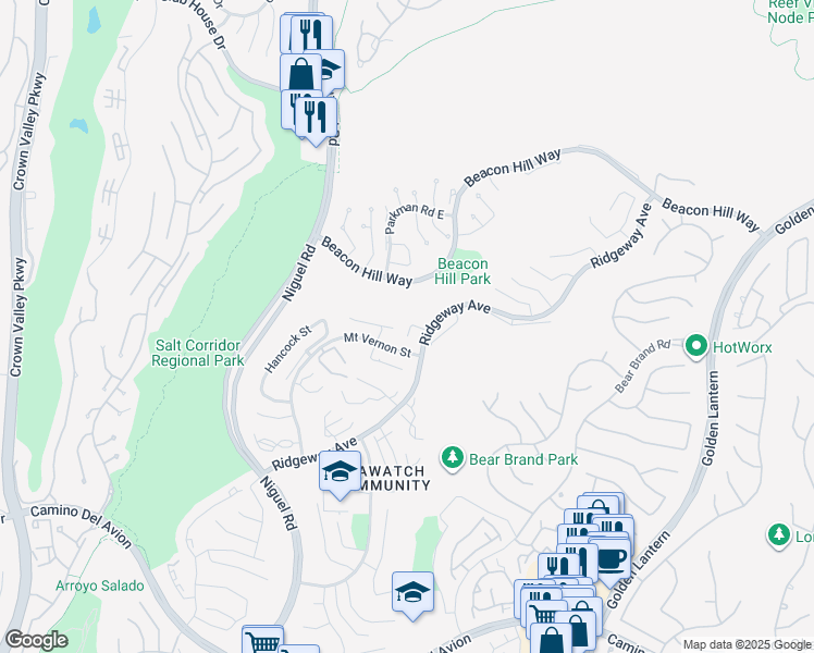 map of restaurants, bars, coffee shops, grocery stores, and more near 15 Marblehead Place in Laguna Niguel