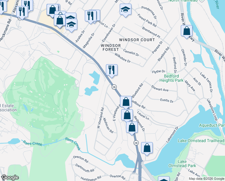 map of restaurants, bars, coffee shops, grocery stores, and more near 2422 Washington Road in Augusta