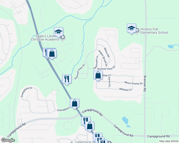 map of restaurants, bars, coffee shops, grocery stores, and more near 252 McKinley Loop in McDonough