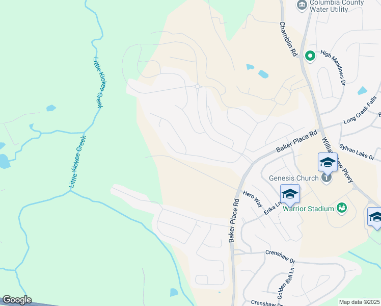 map of restaurants, bars, coffee shops, grocery stores, and more near 171 Radcliff Drive in Grovetown