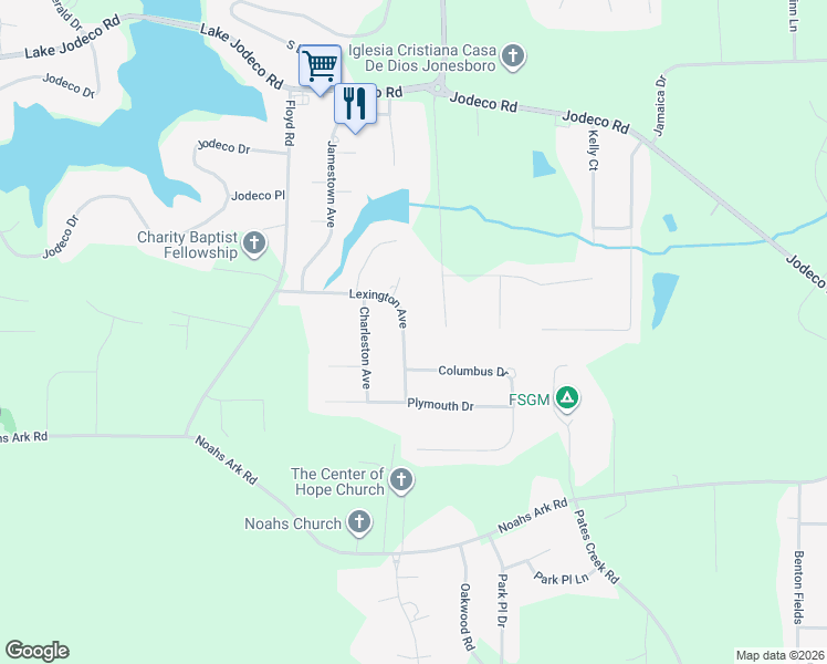 map of restaurants, bars, coffee shops, grocery stores, and more near 730 Lexington Avenue in Jonesboro