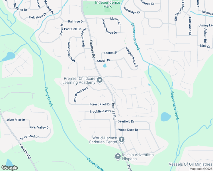 map of restaurants, bars, coffee shops, grocery stores, and more near 8250 Thomas Road in Jonesboro