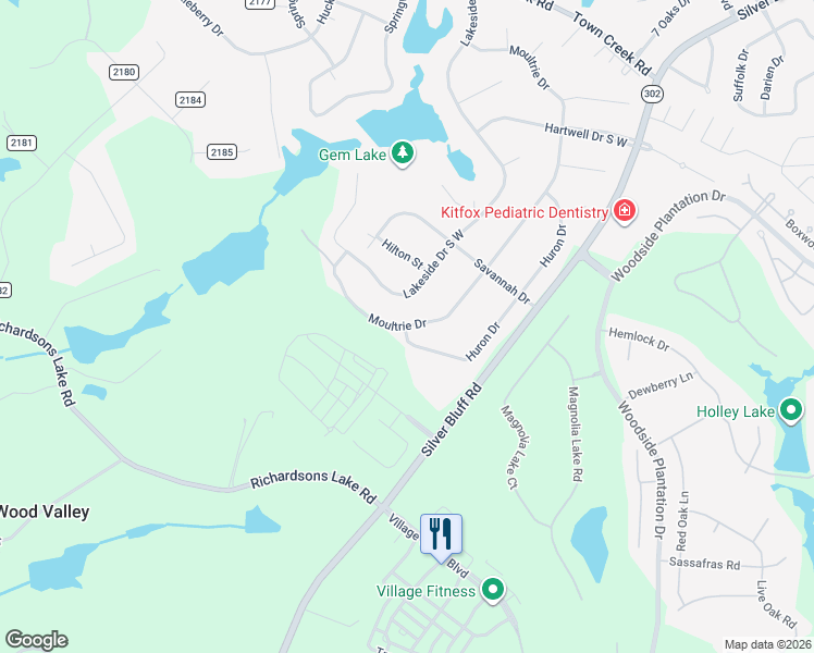 map of restaurants, bars, coffee shops, grocery stores, and more near 1208 Moultrie Dr in Aiken