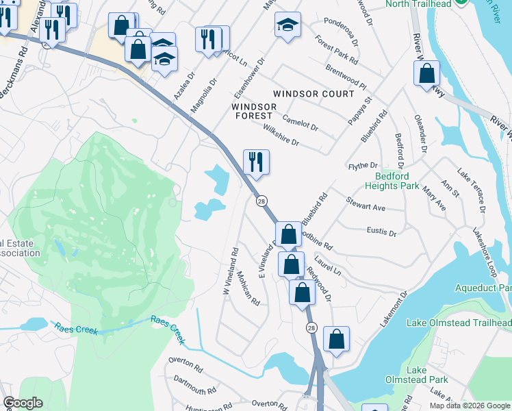 map of restaurants, bars, coffee shops, grocery stores, and more near 2422 Washington Road in Augusta