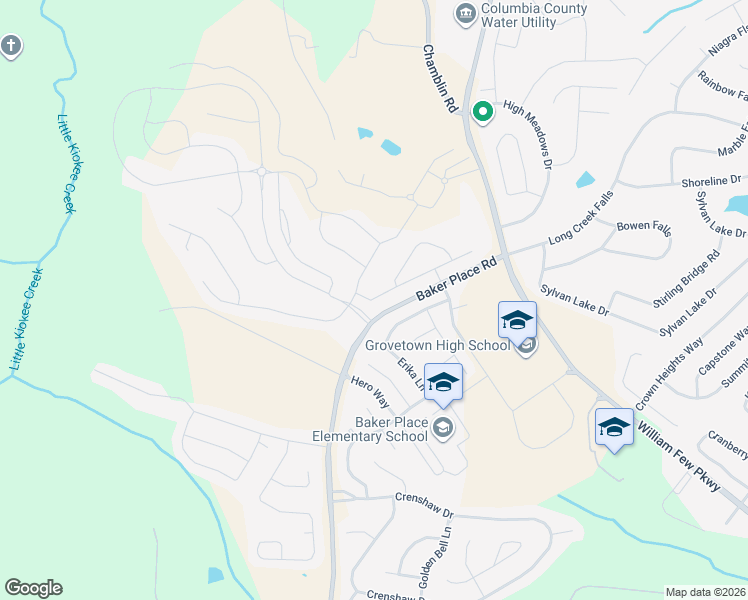 map of restaurants, bars, coffee shops, grocery stores, and more near 1681 Tralee Court in Grovetown