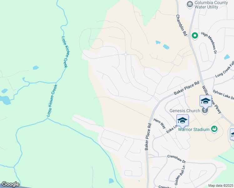 map of restaurants, bars, coffee shops, grocery stores, and more near 171 Radcliff Drive in Grovetown