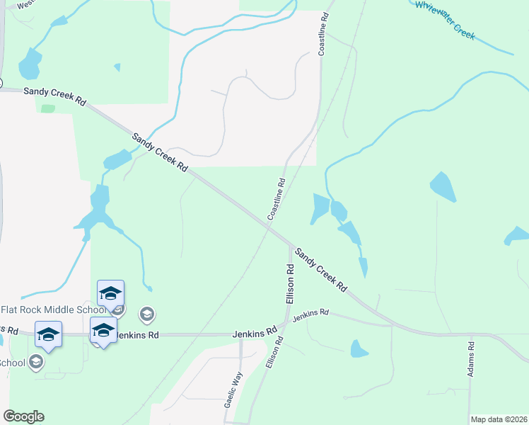 map of restaurants, bars, coffee shops, grocery stores, and more near 121 Sandy Creek Road in Fayetteville