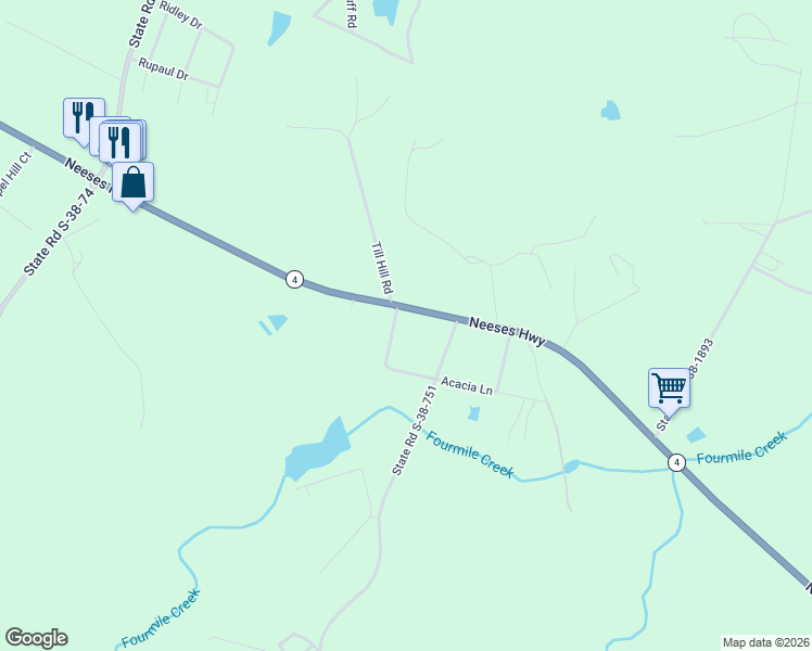 map of restaurants, bars, coffee shops, grocery stores, and more near 1433 Neeses Highway in Orangeburg