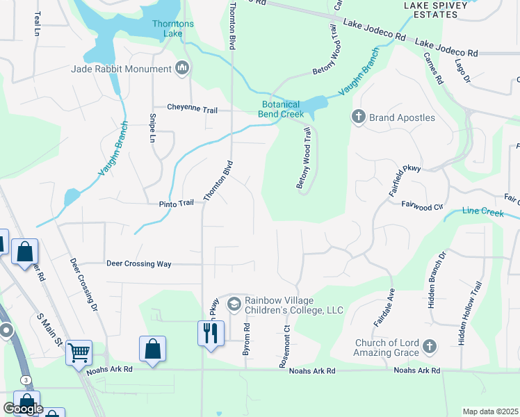 map of restaurants, bars, coffee shops, grocery stores, and more near 9278 Seminole Road in Jonesboro