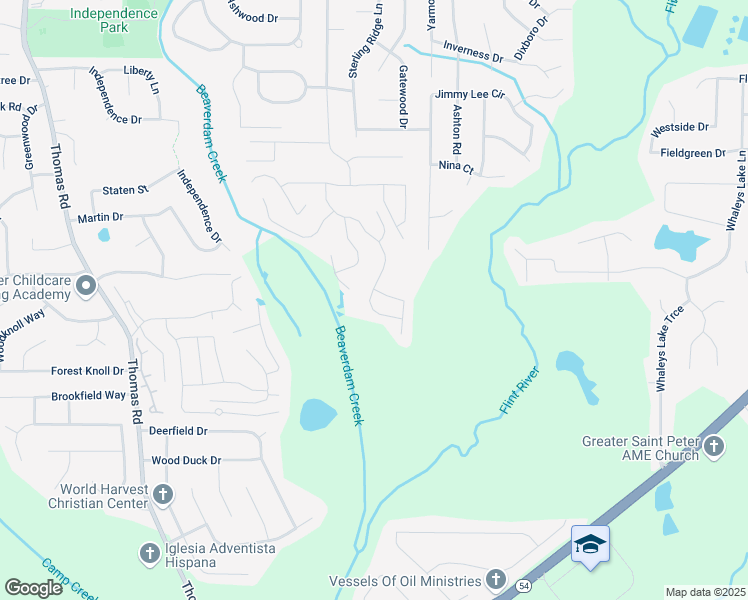 map of restaurants, bars, coffee shops, grocery stores, and more near 57 Inverness Trace in Riverdale