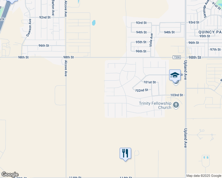 map of restaurants, bars, coffee shops, grocery stores, and more near 7517 102nd Street in Lubbock
