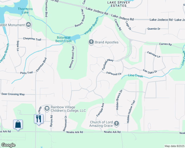map of restaurants, bars, coffee shops, grocery stores, and more near 9307 Glenleigh Way in Jonesboro