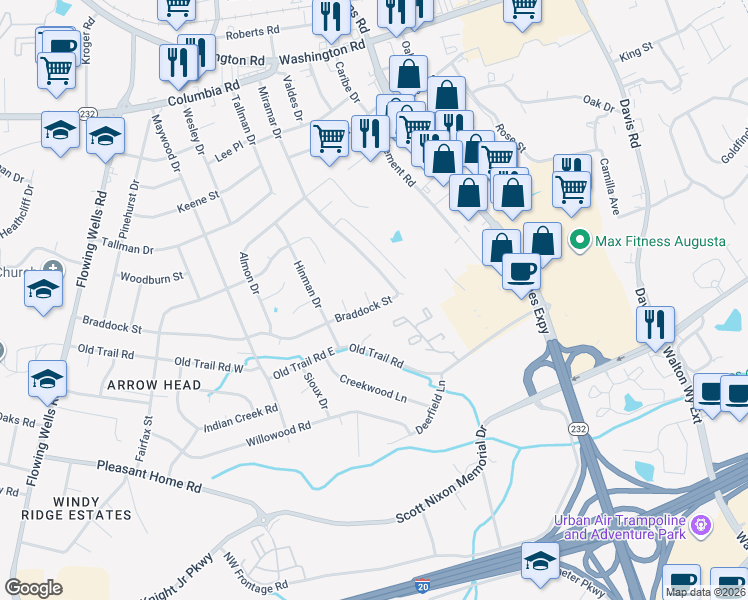map of restaurants, bars, coffee shops, grocery stores, and more near 3945 Braddock Street in Martinez