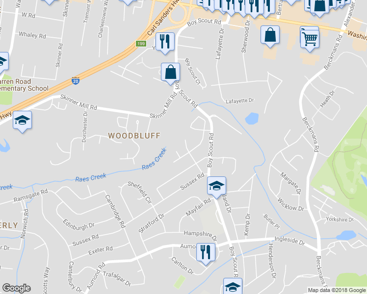 map of restaurants, bars, coffee shops, grocery stores, and more near 307 Kennelworth Lane in Augusta