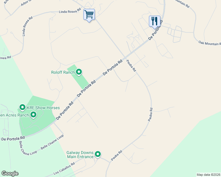 map of restaurants, bars, coffee shops, grocery stores, and more near 36721-36837 De Portola Road in Temecula
