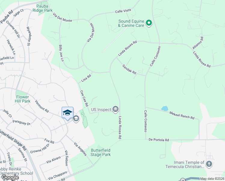 map of restaurants, bars, coffee shops, grocery stores, and more near 33400 Linda Rosea Road in Temecula