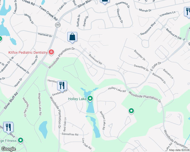 map of restaurants, bars, coffee shops, grocery stores, and more near 120 Mulberry Ct in Aiken