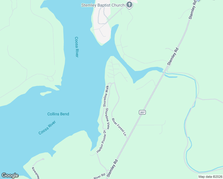 map of restaurants, bars, coffee shops, grocery stores, and more near 132 Shoreline View in Talladega