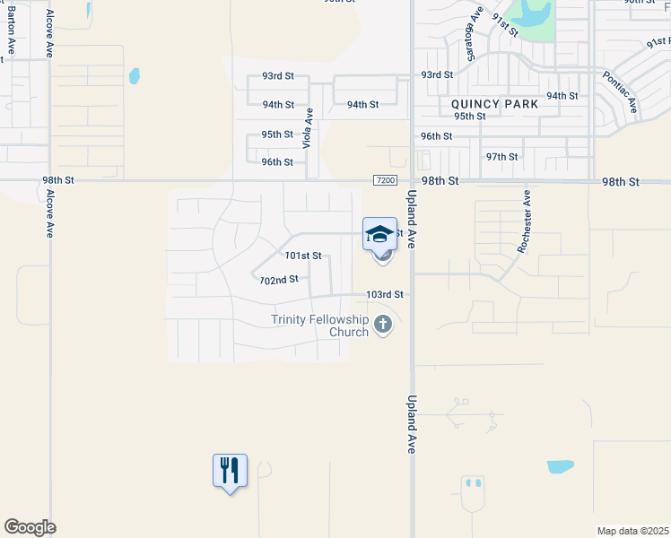 map of restaurants, bars, coffee shops, grocery stores, and more near 10109 Valencia Avenue in Lubbock