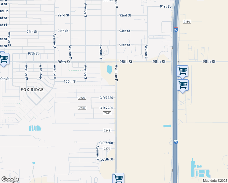 map of restaurants, bars, coffee shops, grocery stores, and more near 1602 102nd Street in Lubbock