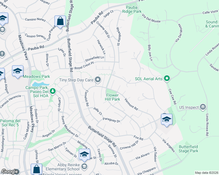 map of restaurants, bars, coffee shops, grocery stores, and more near 42534 Drennon Court in Temecula