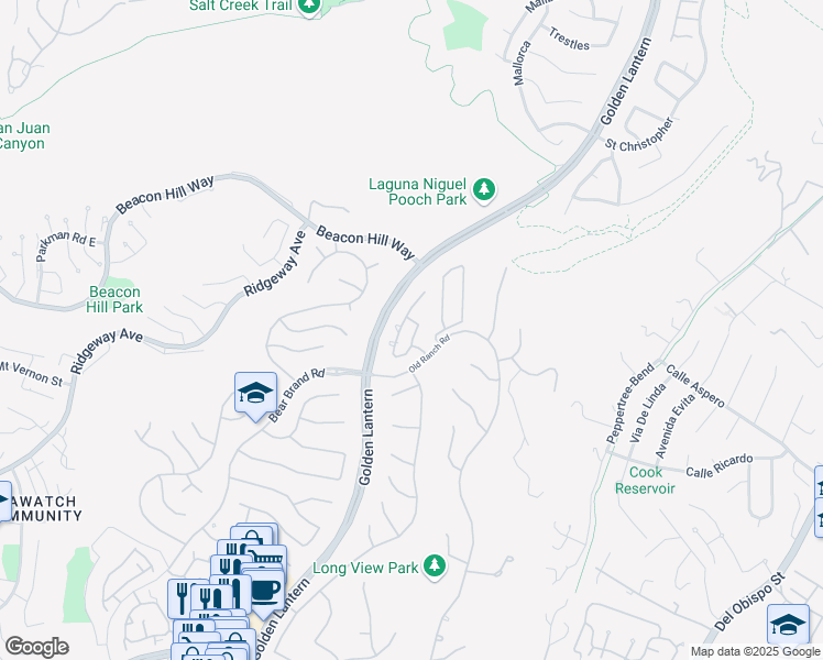 map of restaurants, bars, coffee shops, grocery stores, and more near 68 Cameray Heights in Laguna Niguel