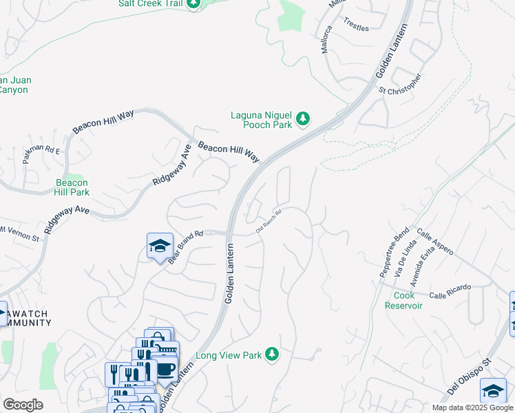 map of restaurants, bars, coffee shops, grocery stores, and more near 60 Cameray Heights in Laguna Niguel