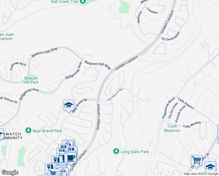 map of restaurants, bars, coffee shops, grocery stores, and more near 112 Cameray Heights in Laguna Niguel
