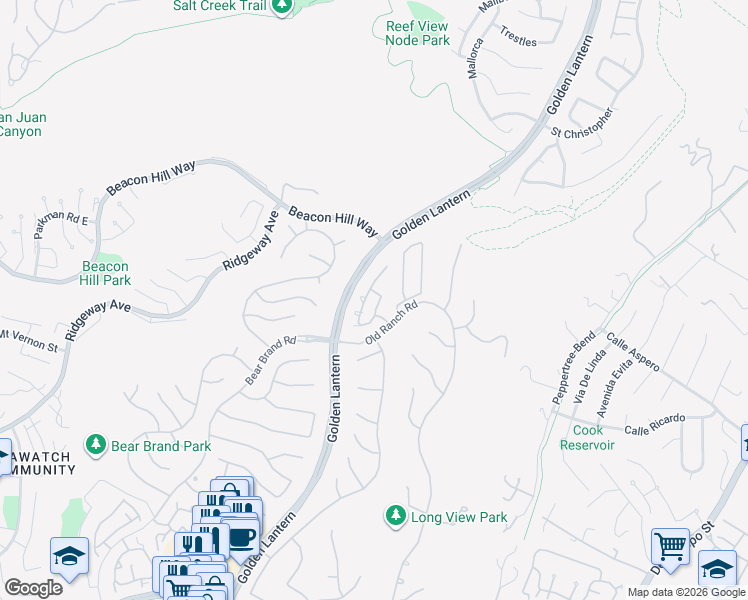 map of restaurants, bars, coffee shops, grocery stores, and more near 143 Cameray Heights in Laguna Niguel