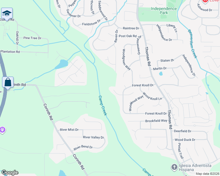 map of restaurants, bars, coffee shops, grocery stores, and more near 646 Woodknoll Court in Jonesboro