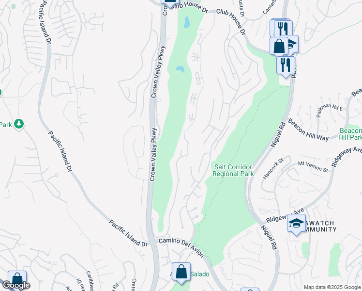 map of restaurants, bars, coffee shops, grocery stores, and more near 31782 Greens Pointe in Laguna Niguel