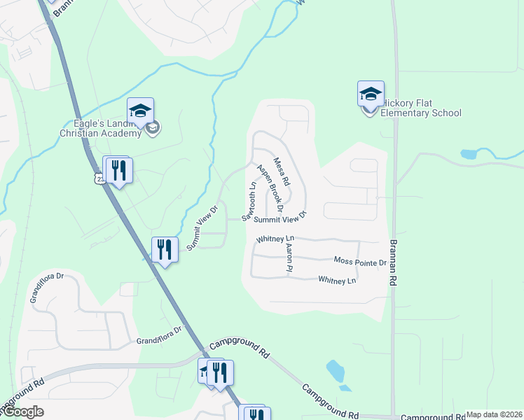 map of restaurants, bars, coffee shops, grocery stores, and more near 505 Cascade Walk in McDonough