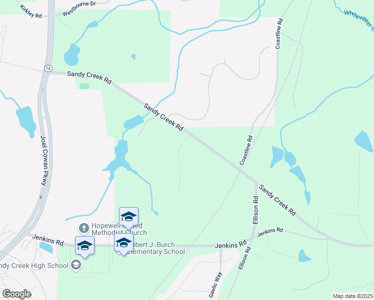map of restaurants, bars, coffee shops, grocery stores, and more near 110 Sandy Ridge Trail in Fayetteville