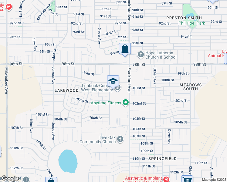 map of restaurants, bars, coffee shops, grocery stores, and more near 10101 Fulton Avenue in Lubbock
